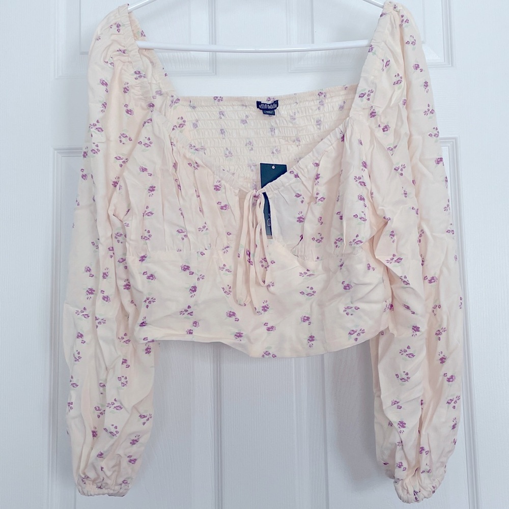Long Sleeved Crop Paisley Top